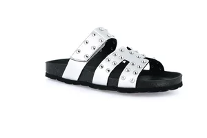 Ciabatta con taglio "H" e fascia regolabile | SARA CB0738 - argento
