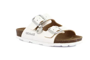 Ciabatta con doppia fibbia e cuoricino accessorio CB0740 - perla