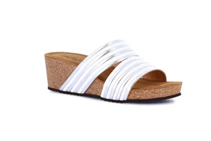 Ciabatta con zeppa in sughero | ERSI CB0821 - bianco argento