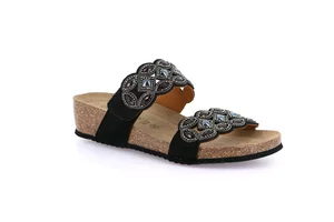 Cork slipper with light wedge | MEMI CB0828 - black