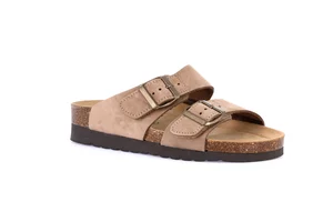 HOLA slipper with two-tone double buckle CB2249 - taupe