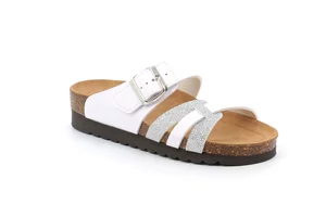 Dual material slipper with buckle CB2253 - white