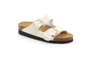 Snake print slipper with double buckle  CB2258 - platino