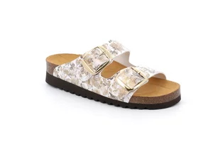 Double buckle slipper with pattern CB2260 - bianco multi