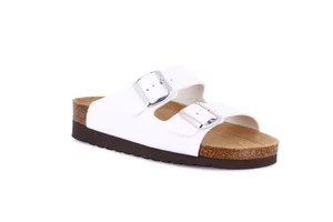 Ciabatta a doppia fibbia da donna CB2445 - bianco