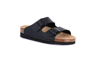 Ciabatta a doppia fibbia da donna CB2445 - nero