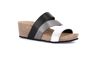 High cork wedge slipper CB2564 - argento multi