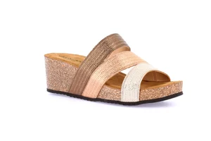 High cork wedge slipper CB2564 - platino multi