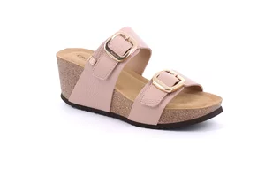Slipper with double buckle and maxi wedge | EILA CB2615 - beige