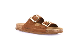 Women's slipper with double band in suede | SARA CB2631 - brown
