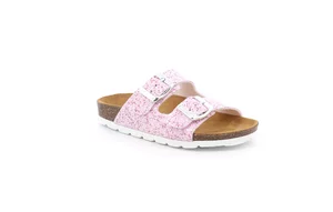 Sandale mit zwei Schnallen in Glitzer - Kinder CB2656 - rosa bianco