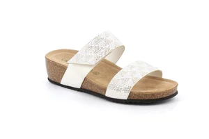 Slipper with geometric patterns and double band CB2662 - platino