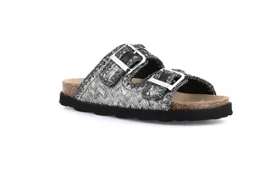 Ciabatta in rafia intrecciata | SASA CB2974 - nero