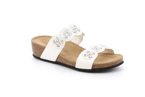 Slipper with double band and rhinestones CB3288 - white