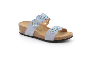 Slipper with double band and rhinestones CB3288 - cielo