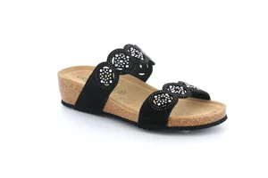 Slipper with double band and rhinestones CB3288 - black