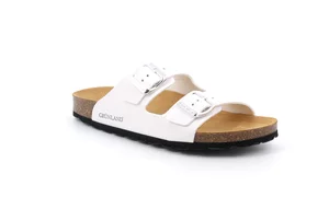 Patent leather double buckle slipper | SARA CB4035 - white