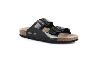 Patent leather double buckle slipper | SARA CB4035 - nero nero