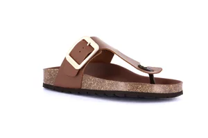 Cork flip-flops with maxi buckle CC0208 - brown
