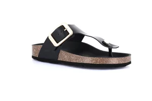 Cork flip-flops with maxi buckle CC0208 - black