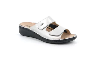 Comfort slipper in genuine leather | DAMI CE0259 - silver