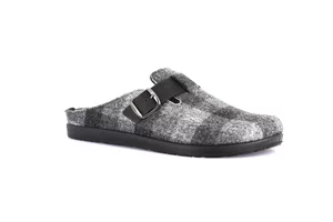 Check-pattern slipper with buckle | PONE CE0767 - black