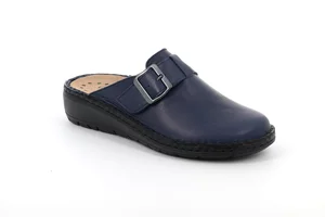Comfort slipper in leather with buckle CE0845 - blue