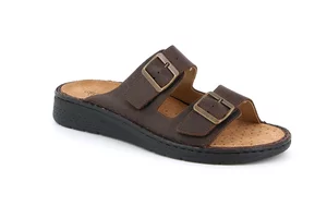 Slipper for man with double buckle | LEPP CE1182 - mogano