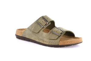 Men's slipper with double buckle | SIRU  CI2500 - oliva