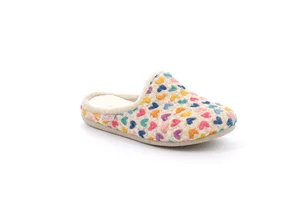 Slipper with multicolor hearts | MILK CI2538 - panna multi