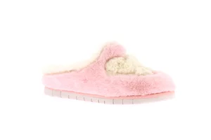 Ciabatta peluche con cuore CI2582 - rosa bianco