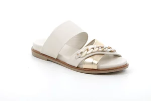 Sandale mit mehreren Riemen aus Leder | FEBE CI3164 - crema platino