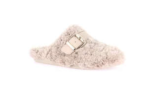 Plush slipper with buckle | GLES CI3177 - beige