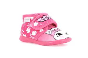 Junior slipper with print and hook-and-loop closure PA1242 - fuxia