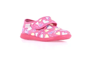 Fabric and patterned house slipper PA1243 - fuxia