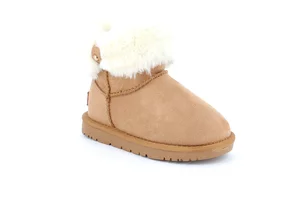 Junior ankle boot eco fur | CROM PO2048 - cuoio