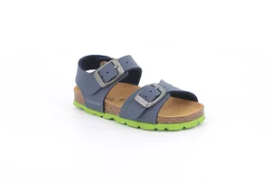 Sandal with two buckles for children | ARIA SB0025 - blu lime