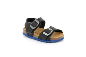 Sandal with two buckles for children | ARIA SB0025 - nero royal