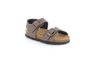 Sandal with two buckles for children | ARIA SB0025 - testa di moro