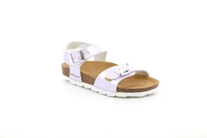 Pearly cork sandal with double buckle | LUCE SB0646 - glicine