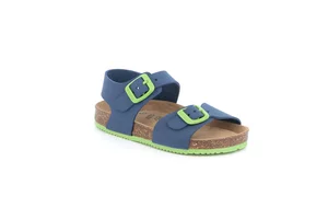 Cork sandal with two buckles | META SB1329 - blu lime
