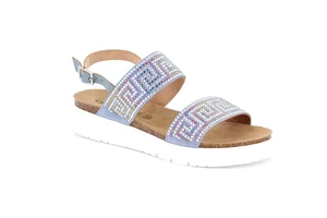 Sandals with Greek motif and appliqués | DOXE SB1335 - jeans