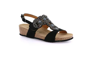Sandalo in sughero con leggera zeppa | MEMI SB1408 - nero