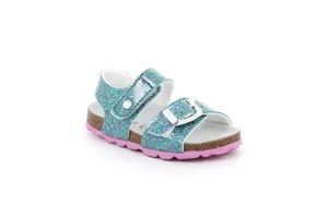 Sandaletto in vernice glitter | ARIA SB1790 - acqua viola