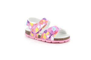 Sandale mit Klettverschluss und Schnalle | ARIA SB2105 - rosa multi