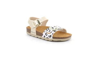 Girl's sandal with leopard motif | LUCE SB2155 - platino multi