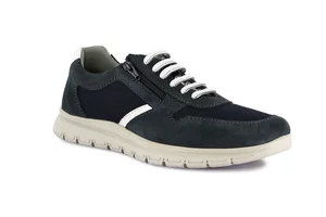 Leather and textile zip-up shoe | SKAP SC0795 - blue