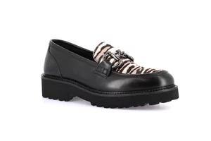 Mocassino donna in vera pelle | AURE SC4223 - nero zebra