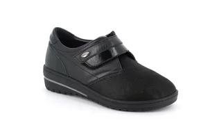 Shoe with maxi velcro closure and extra large fit | NILE SC5393 - black