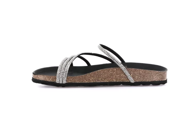 Minimal slipper with glitter | SARA CB0058 - BLACK | Grünland